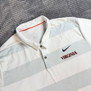 Nike Dri-FIT Virginia Cavaliers Polo Shirt Mens XXL White Grey Striped Golf Tee